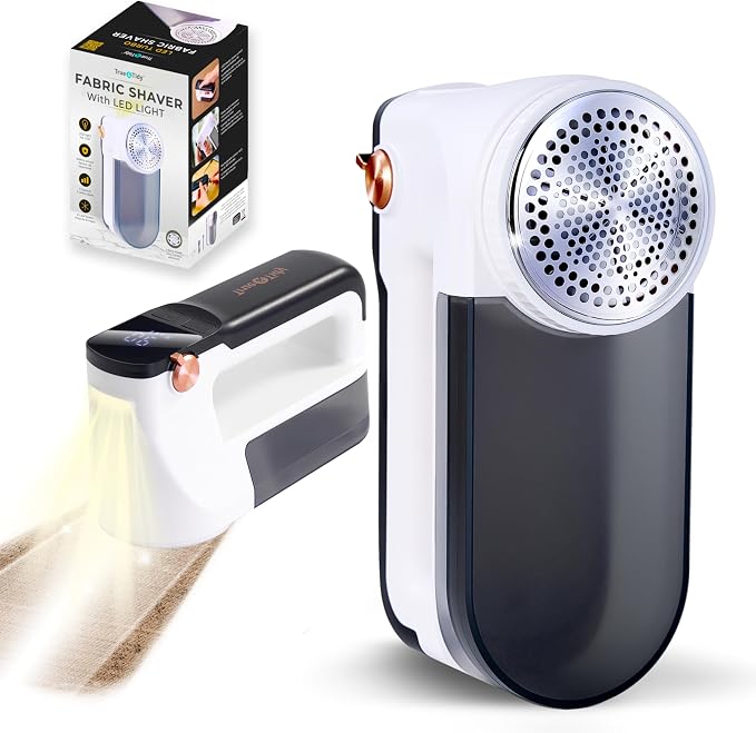 True & Tidy XL Rechargeable Fabric Shaver & Fuzz Remover w/Built-in Light by TrueTidy
