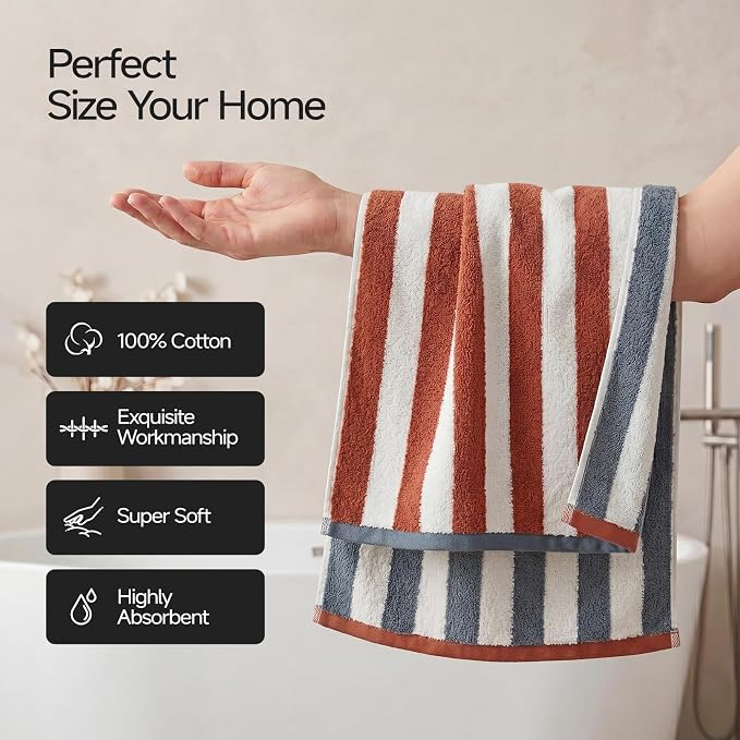 REDKISS Terracotta Striped Hand Towels - Image 5