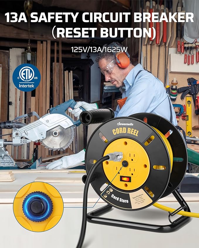 DEWENWILS Extension Cord Storage Reel, Hand Wind Retractable Open Cord Reel | - Image 4