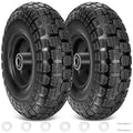 TICONN 4.00-6 Tire and Wheel Flat Free, 2 Pack 13" Solid Tires with 5/8" Axle Bore Hole and Double Sealed Bearings, Perfect for Wheelbarrow, Garden Cart, Wagon, Dolly (Black, 2PK)