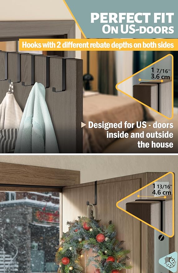Menz Over the Door Hooks 10 Pack, 2-Sided Fits 1 3/8" & 1 3/4" Door, Bathroom - Image 5