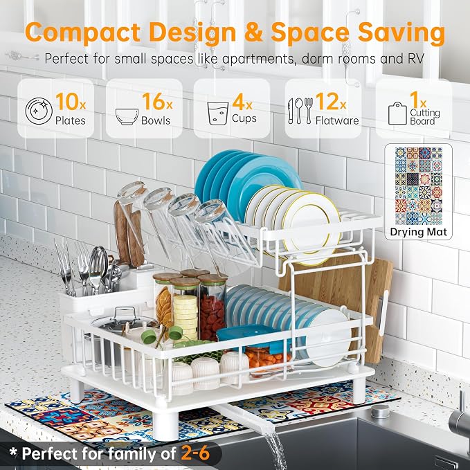 Large 2 Tier Detachable Dish Drying Rack - Image 3