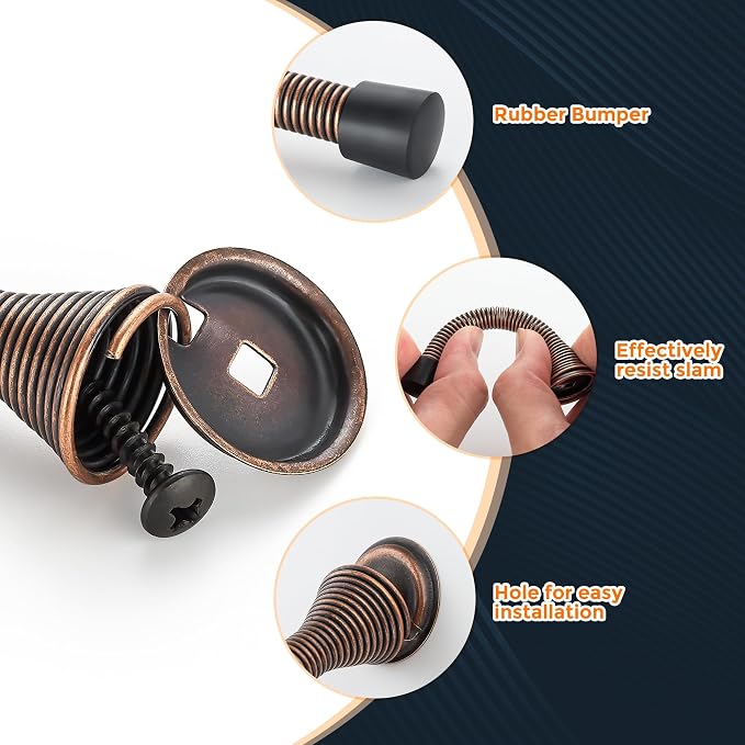 Ravinte Door Stoppers, 18 Pack Oil Rubbed Bronze Spring Door Stops | Stoppers - Image 3
