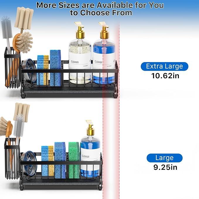 Cisily 10.62'' Sponge Holder for Kitchen Sink, Sink Caddy Organizer - Image 2