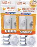 Ducki Door Stop Wall Protectors, 8 Pack Clear, Self Adhesive Reusable Solution for Stopping Wall Damage & Noise from Doors, Refrigerators, & in Your Home or Office, Durable Shock Absorbent & Discreet