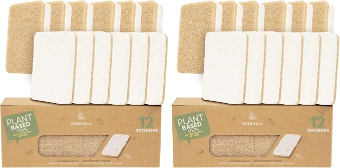 GREENZLA 24 Pack Kitchen Sponges | Non-Scratch Hemp & Sisal by GREENZLA