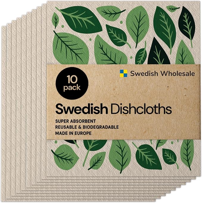 Swedish Wholesale Dishcloths Reusable 8" x 7" Sponge Cloths, Bulk 10 Pack of by SwedishWholesale