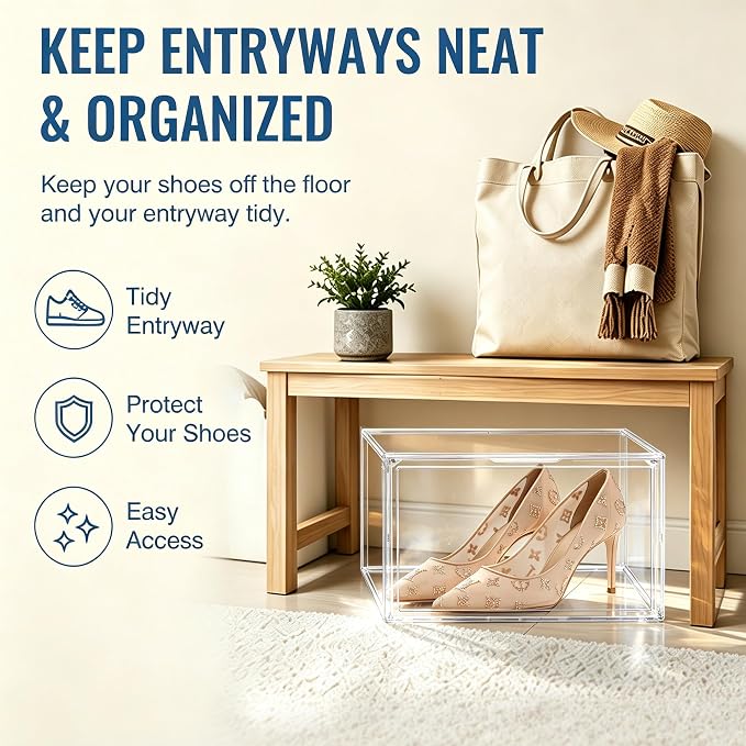 2 Pack Low Profile Clear Shoe Storage Box - Image 7