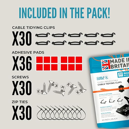 30-Pack Adjustable Elastic Self-Adhesive Cable Tidy Clips, Cable Management - Image 7