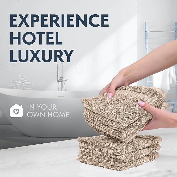 White Classic Luxury Cotton Washcloths 13x13 Inch - Image 6