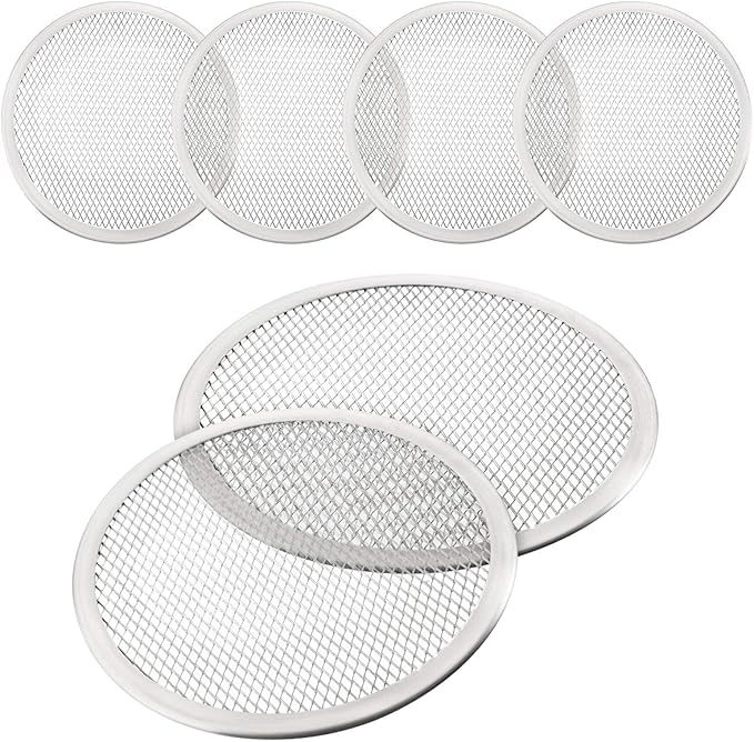 Boao 4 Pieces 10 Inch Pizza Screen Seamless Baking Aluminum Round Pizza Mesh Tray for Baking Oven Home Kitchen Restaurant Supplies