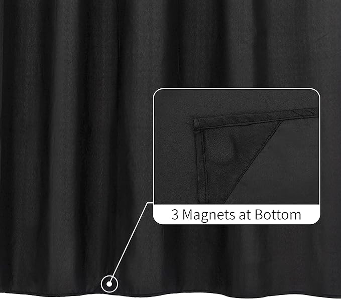 ALYVIA SPRING 72x96 Extra Long Waterproof Fabric Shower Curtain Liner Black - Image 2
