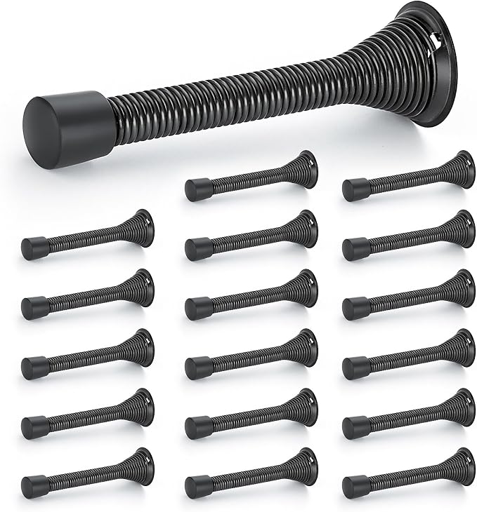 Ravinte Door Stoppers, 18 Pack Black Spring Door Stops by Ravinte