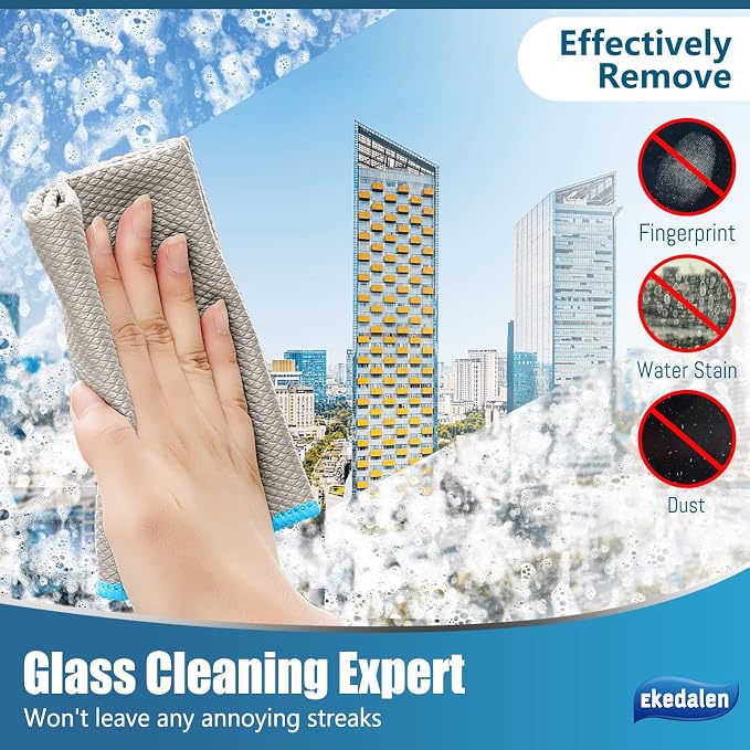Ekedalen Microfiber Cleaning Cloth Lint Free Glass Polish, Light Grey - Image 5