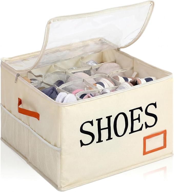 Amyhill Shoe Organizer for Closet Fits 16 Pairs Fabric Large Foldable Shoe by Amyhill