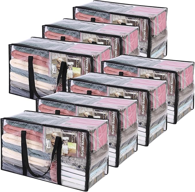 7 Pack Clear Clothes Storage Bags by Vieshful