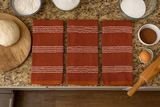 Terracotta Orange Rust Kitchen Dish Towels, 100% Cotton - Image 3
