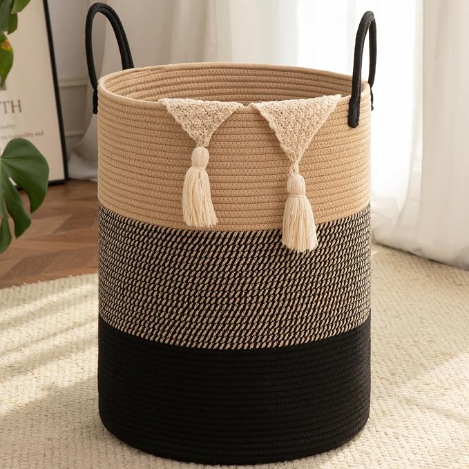 OIAHOMY 100L Nursery Hamper Laundry Basket Laundry Hamper Yellow/Black by MasterofSpaceOptimization