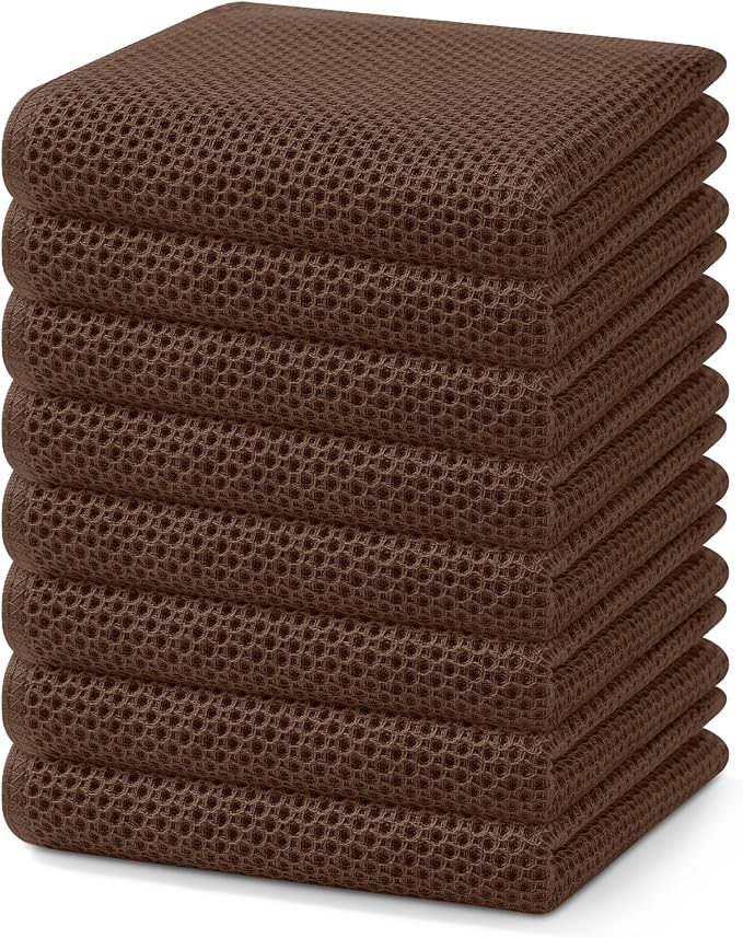 Homaxy 100% Cotton Waffle Weave Kitchen Dish Towels 8-Pack, Coffee | 13 x 28 by Homaxy