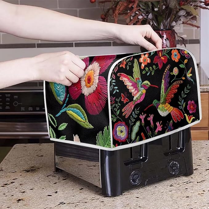 Hummingbird Print Toaster Cover 4 Slice Universal Size Kitchen Appliance Cover Dust Fingerprint Protection Kitchen Home Decor
