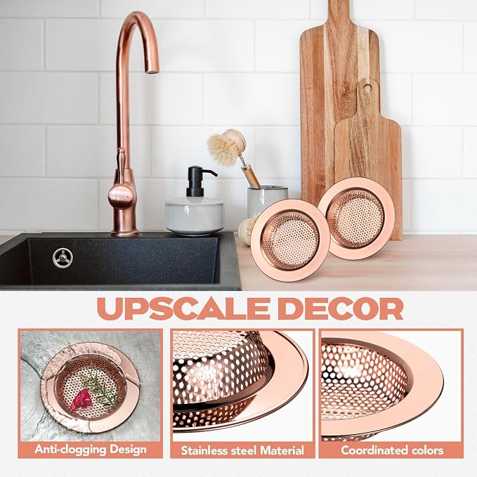 Retisee 2 Pcs Kitchen Sink Drain Strainer 4.4 Inch, Rose Gold - Image 4