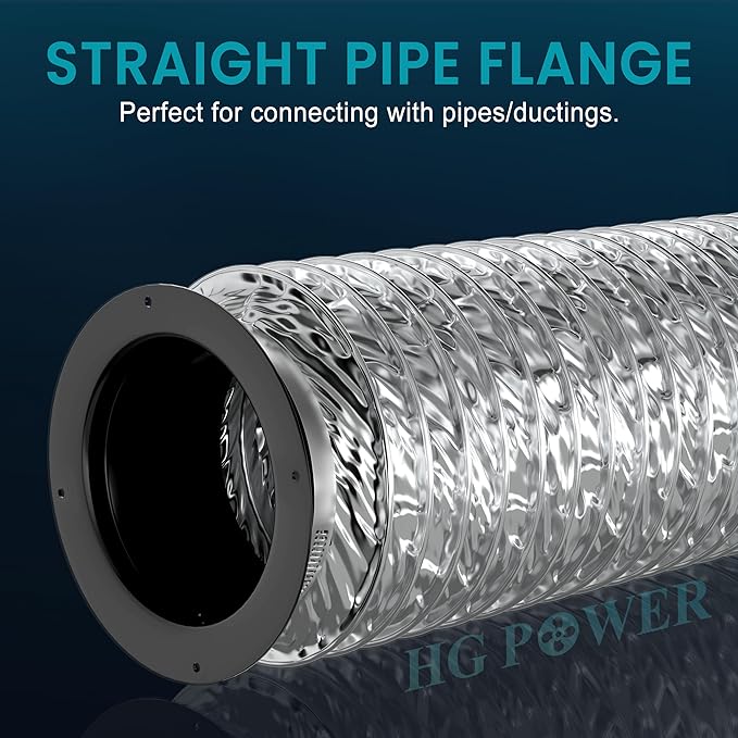 3 Inch Duct Connector, HG Power 75mm Plastic Straight Pipe Flange for 3" Ducting Pipes Hoses Heating Cooling HVAC Ventilation Use, Black