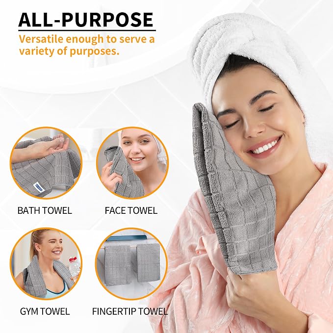 Hand Towels for Bathroom, 24 Pack 25''*15'' Microfiber Grey Bath Hand Towels - Image 7