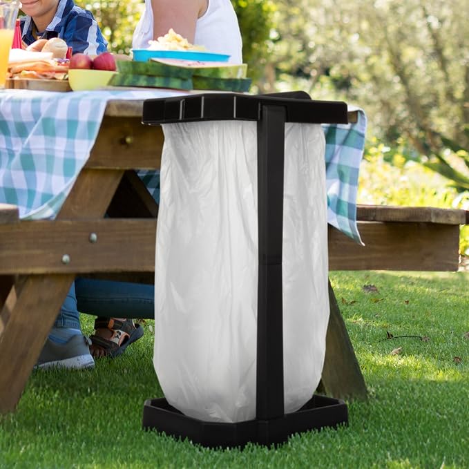 Wakeman Heavy Duty Black Trash Bag Portable Trash Bag Holder Stand - Image 6
