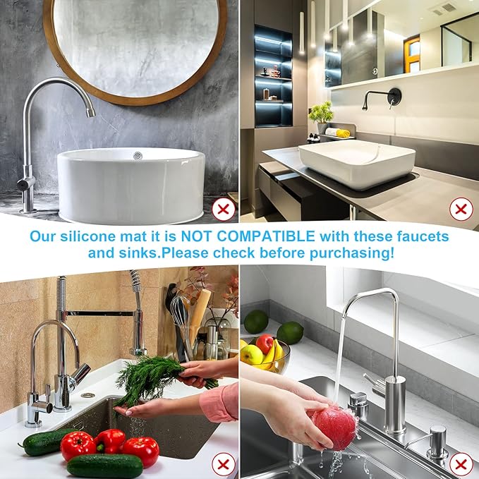 Derlights 30 inch Sink Splash Guard Mat, Silicone Faucet Handle Drip Catcher - Image 7