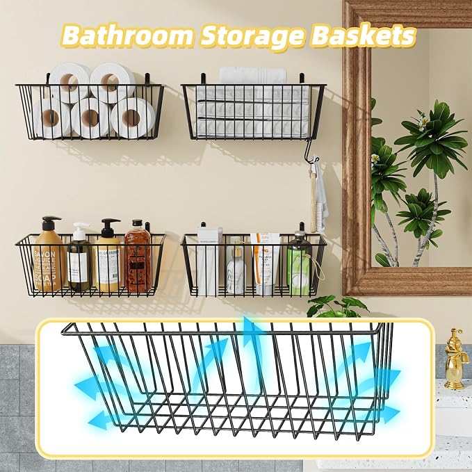 Simple Trending 6 Pack Wire Basket Wall Mount Hanging Baskets - Image 8