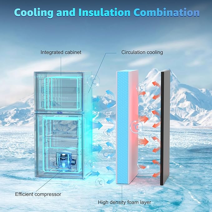 3.3 Cu. Ft. Mini Fridge with Freezer, Compact Refrigerator with Adjustable 7-Level Thermostat, Dorm Fridge for Kichen, RV, Office, Apartment, Black
