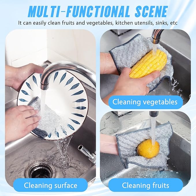 Wangjinpeng 10PK 4-Layer Non-Scratch Wire Dishcloths, 7.87 x 7.87 in - Image 5