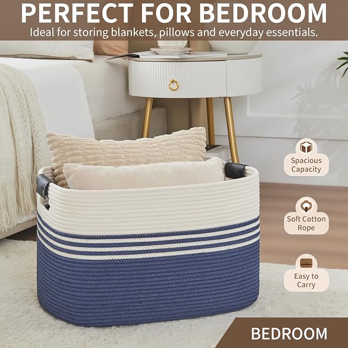 Laundry Hamper with Handles, 72L Rope Laundry Basket - Image 6