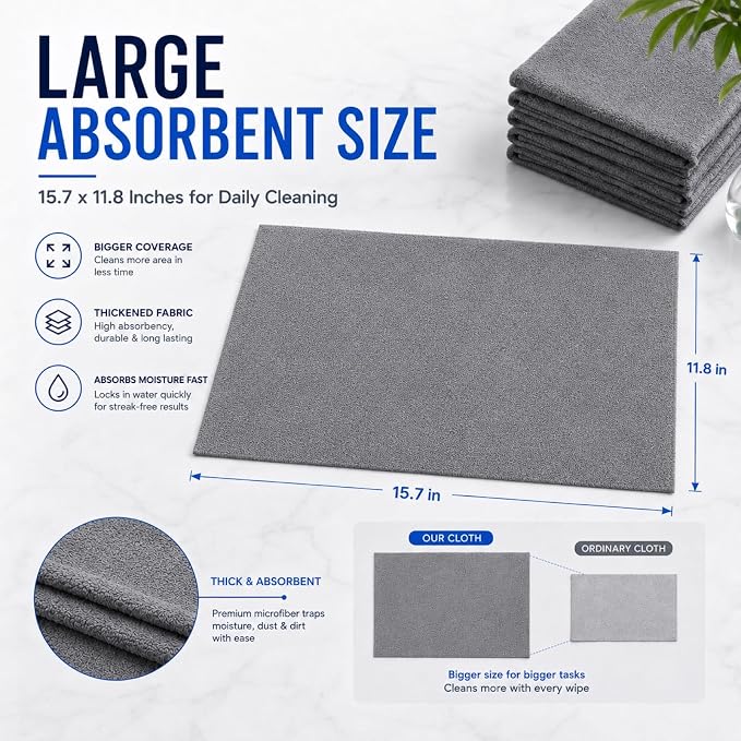 10 PCS Magic Cleaning Cloth Thick Microfiber Cleaning Cloths Streak Free Glass - Image 3