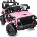 2 Seater Ride on Car Toy, 12V Electric Car for Kids 4-8 with Remote Control, Capacity 110 lb, LED Light - Light Pink