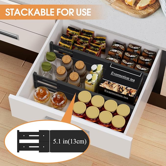 Bamboo Drawer Dividers, Adjustable Drawer Organizers, Fits 17.6–21" Drawers | - Image 4