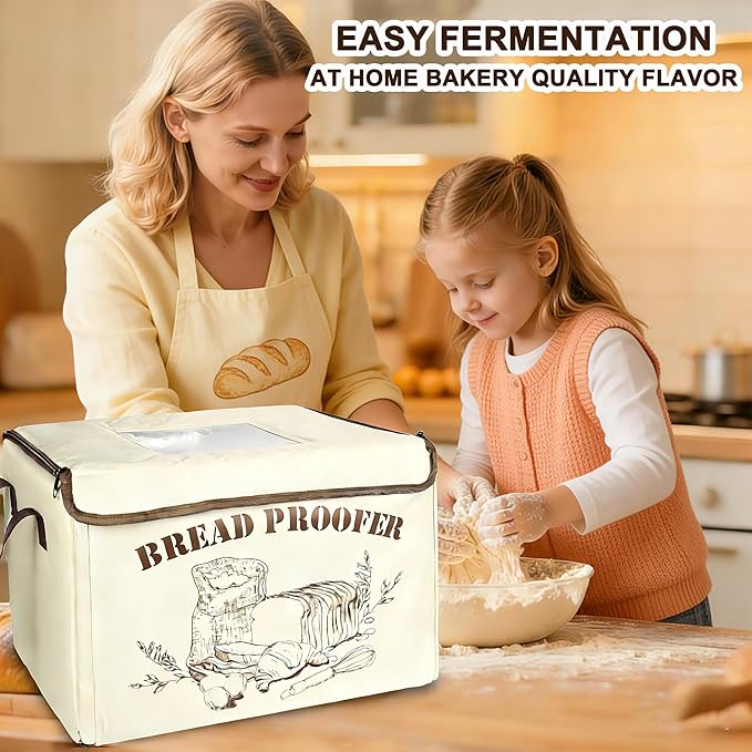 Folding Bread Proofing Box with Temp Control 50-113℉ & 12H Timer Dough Proofer with Metal Rack Proofing Box for Sourdough, Yogurt, Kombucha, Bread Baking, Pizza, Precise Control