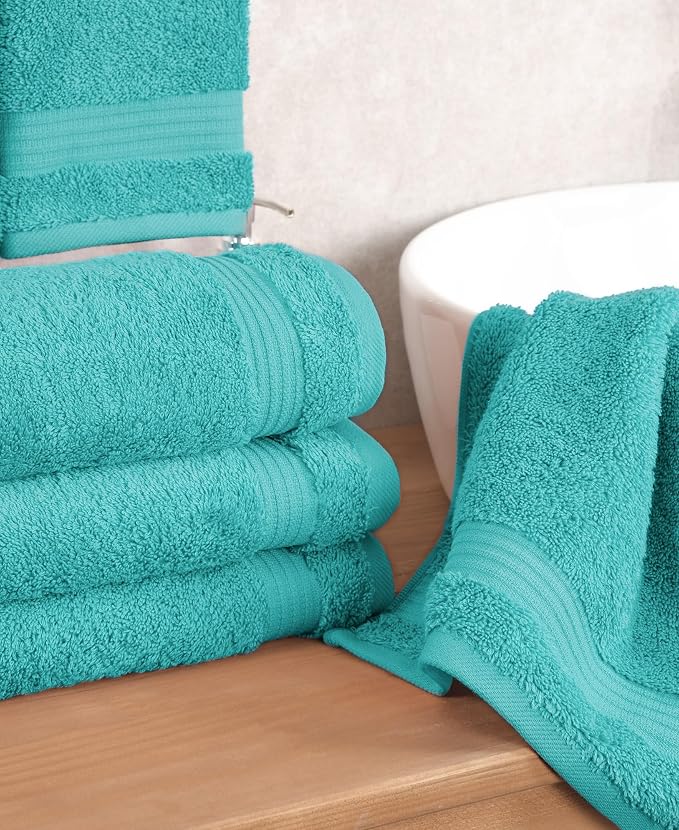 Cotton Paradise 100% Cotton Turkish Hand Towels, 4 Piece, Turquoise Blue - Image 3
