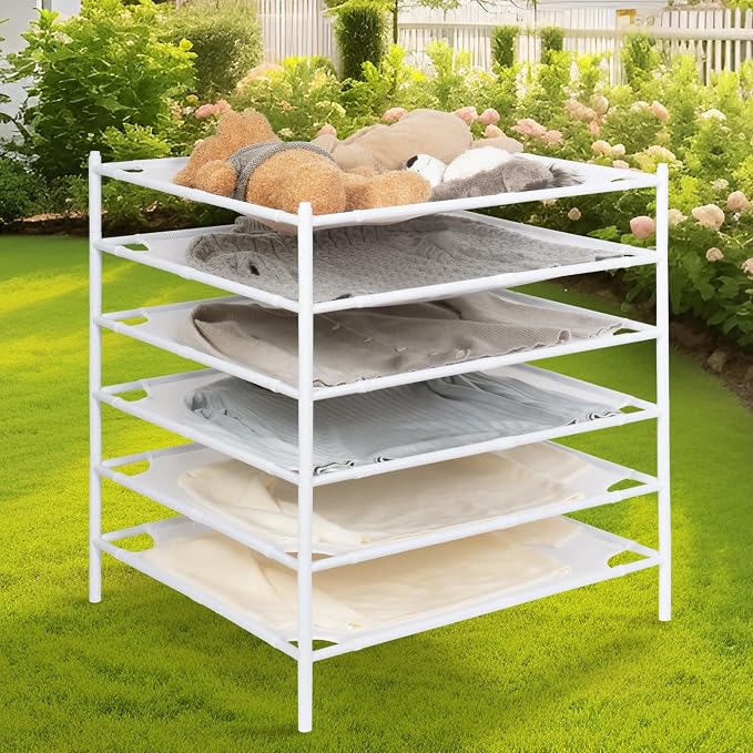 STORAGE MANIAC Sweater Drying Rack, Mesh Clothes Drying Rack, Stackable Laundry - Image 7