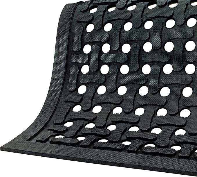M+A Matting Comfort Flow Anti Fatigue Mat - Grease Proof, Oil Proof, Odor Resistant, Lightweight Commercial Kitchen Mat for Wet Areas – Black (4' x 6')