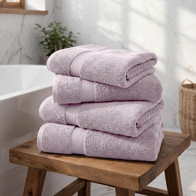 Superior Egyptian Cotton Plush & Absorbent, Bath Towel Set of 4, Soft Luxury - Image 2