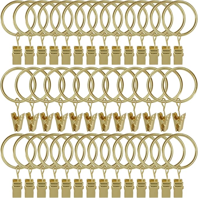 40 Pack Curtain Rings with Clips, Drapery Clips with Rings, Drapes Rings 1.26 by AMZSEVEN