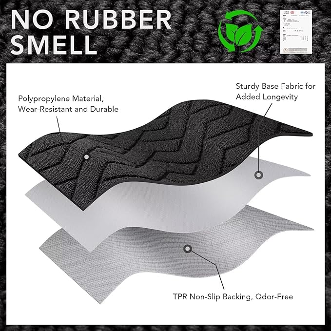 hicorfe Dirt Trapper Indoor Doormat,20"x59" Welcome Door mat,Non Slip Backing Washable Door Mats,Absorbent and Resistant Low-Profile Entrance Inside Floor Mat for Front Back Door,Entryway (Charcoal)