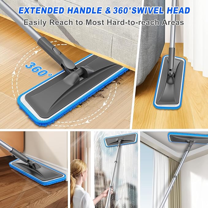 BPAWA Microfiber Mops for Floor Cleaning: Flat Mop for Hardwood Tile Wood | 4 - Image 4