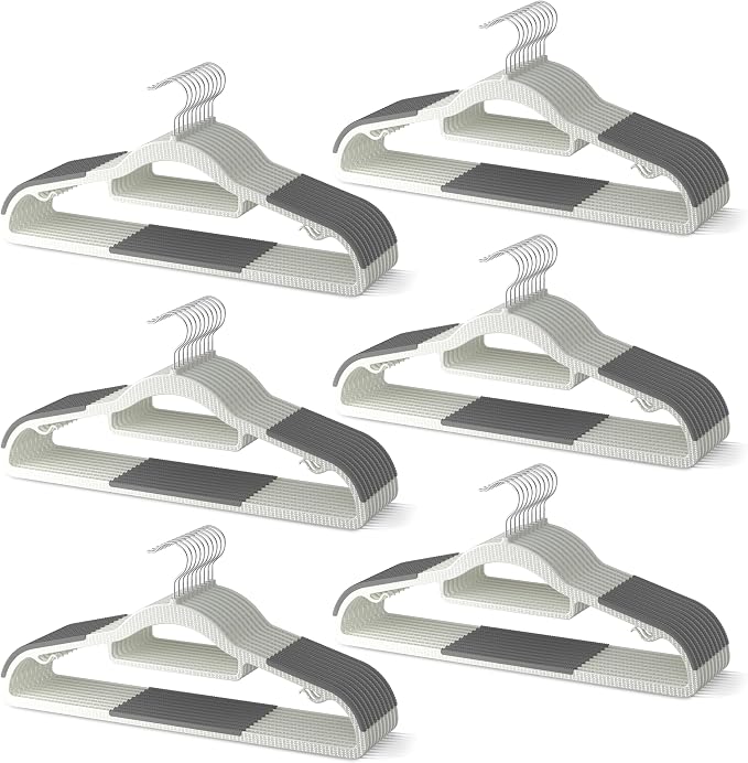 60 Pack Heavy Duty Plastic Hangers, Non Slip Clothes Hangers by MLKJHHI