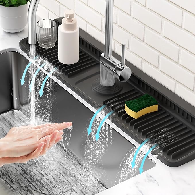 24'' Longer Faucet Mat for Kitchen Sink Splash GuardKitchen Sink Faucet Mat by Snoquir