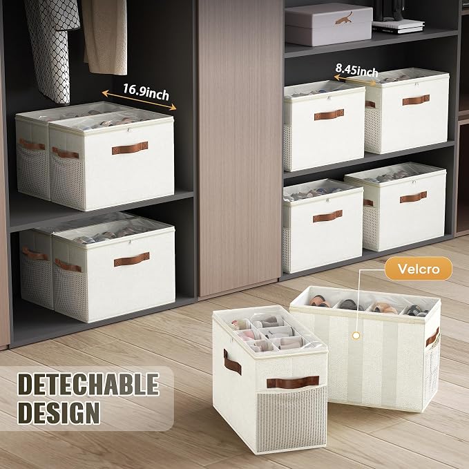 2 Pack Shoe Organizer for Closet, Foldable Shoe Storage - Image 5