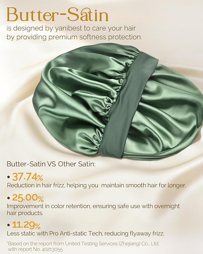 YANIBEST Silk Bonnet for Sleeping Women, Double Layer Hair Satin Bonnets with Elastic Band, Sleep Cap Curly Natural Hair