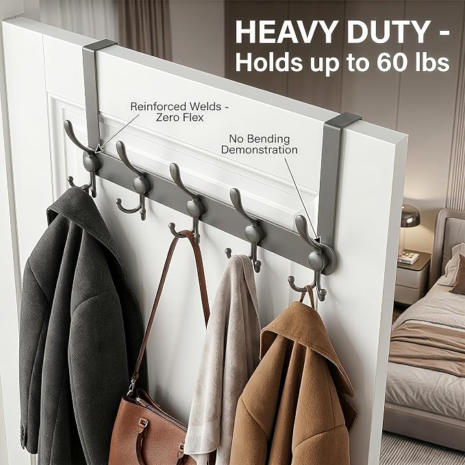 Over The Door Hooks, Heavy Duty Door Hanger - Image 5