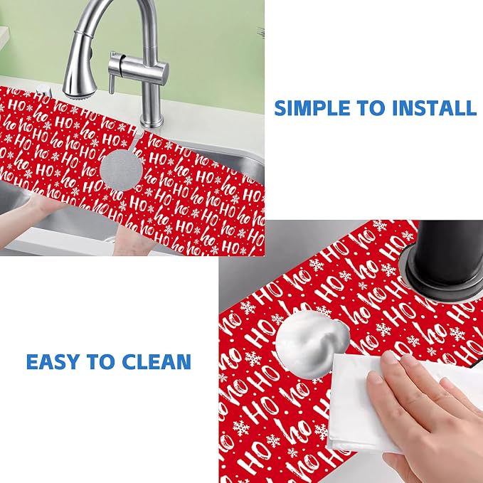 Christmas Hohoho Kitchen Sink Splash Guard Mat - Image 5